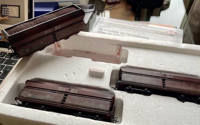 Märklin H0 - 46243 - Βαγόνι τρένου μοντελισμού (1) - Σετ 3 φορτηγά βαγόνια με σήμανση Erz IId. - DB #2.1