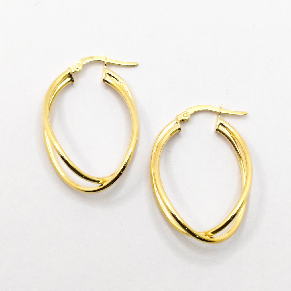 Σκουλαρίκια - 18 καράτια Κίτρινο χρυσό, Λευκός χρυσός #4.3