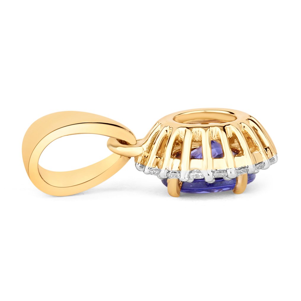 墜飾 - 14 克拉 黃金 -  0.37ct. tw. 坦桑石 - 鉆石 #4.3