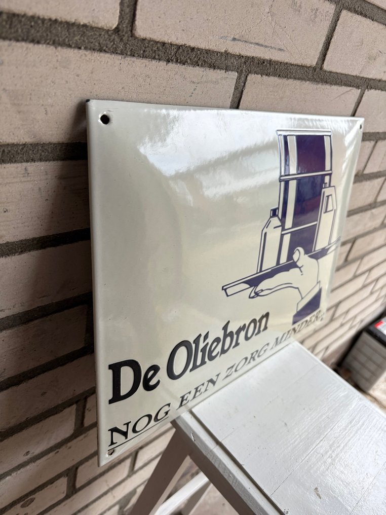 Emaille reklámtábla - De Oliebron – emaille reclamebord – meerdere lagen emaille – Nederland – ca. 2000 – hoge kwaliteit - Zománc jel - Zománc #3.2