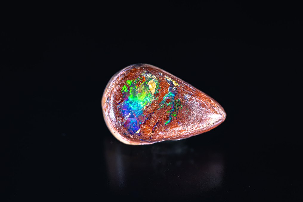 RAREST Mexican fire opal rainbow 5,305 carats - NO RESERVE PRICE - Height: 15 mm - Width: 9.6 mm- 1.61 g - (1) #3.2