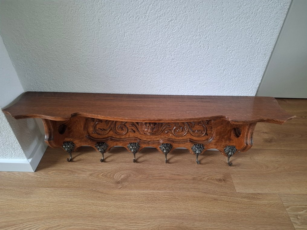 衣帽架 - 实心橡木 - 木, 黄铜 #1.0