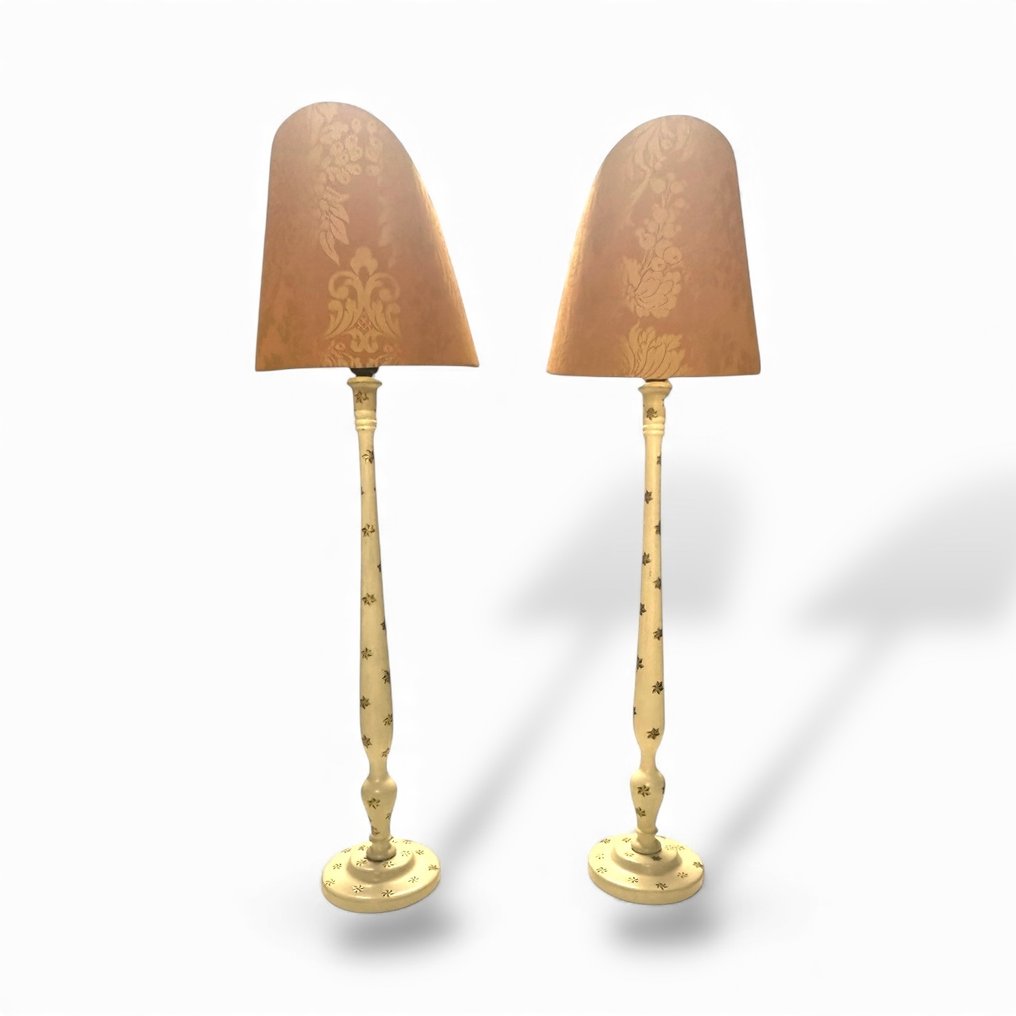 台灯 (2) - 木, 布料, 金属 - 手工绘制的复古灯 #2.1