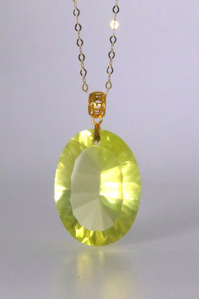 没有保留价 - 吊坠 - 18K包金 黄金 石英 - Lemon Quartz #2.1