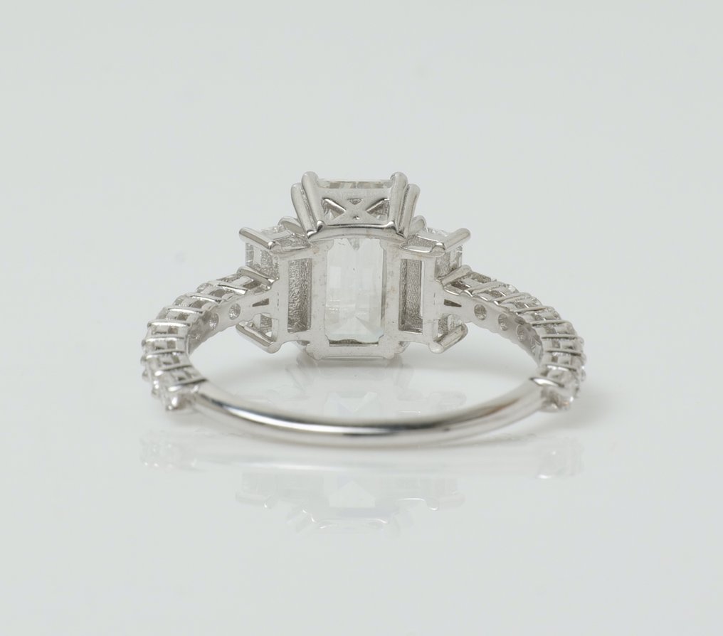 χωρίς τιμή ασφαλείας - Δαχτυλίδι αρραβώνων - 14 καράτια Λευκός χρυσός -  2.60ct. tw. Διαμάντι (Εργαστηριακής καλλιέργειας) - Διαμάντι - Δαχτυλίδι γάμου με σμαράγδι #4.3