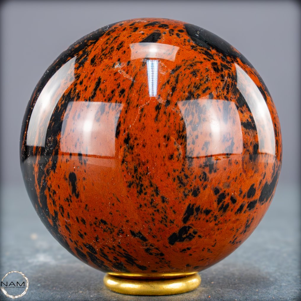 雄伟的桃花心木-黑曜石球 来自墨西哥- 477.15 g #1.0