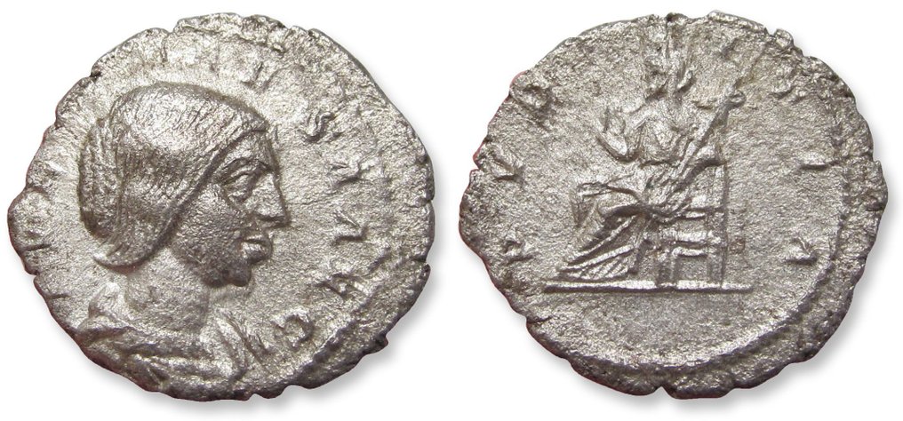 Império Romano. Júlia Mesa (Augusta, 218-224/5 d.C.). Denarius Rome mint circa 218-220 A.D. - PVDICITIA -  (Sem preço de reserva) #2.1