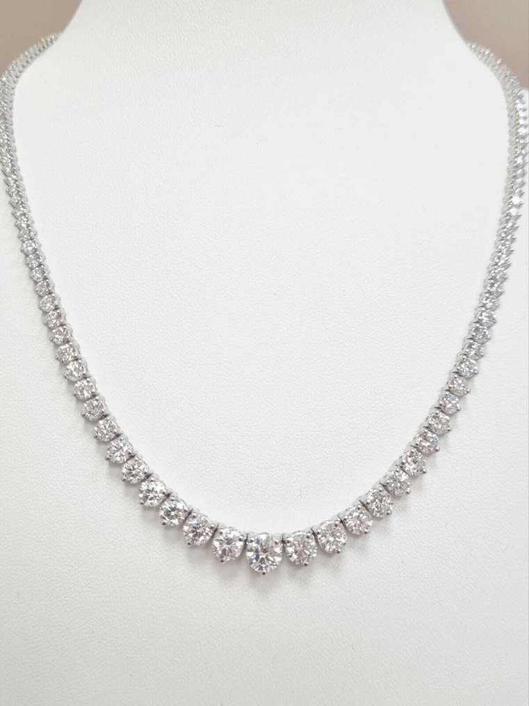 项链 - 14K包金 白金 -  13.93ct. tw. 钻石 (实验室培育) #1.0