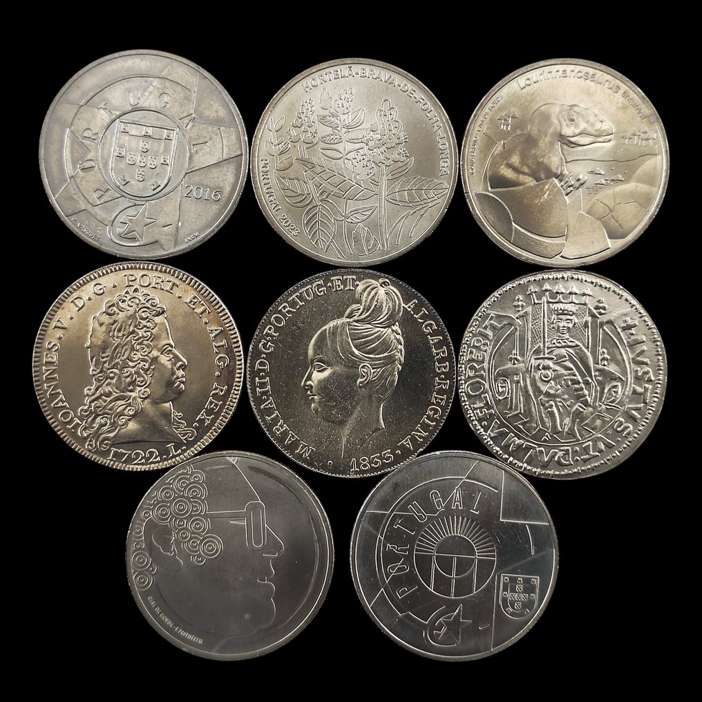 Portugali. 5 Euros 2010/2023, 8 x Circulating Commemorative Coins (Ei pohjahintaa) #1.0