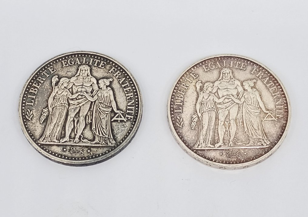 Frankrijk. 10 Francs 1967 e 1970 Hercule (lotto di 2 monete in argento)  (Zonder Minimumprijs) #1.0