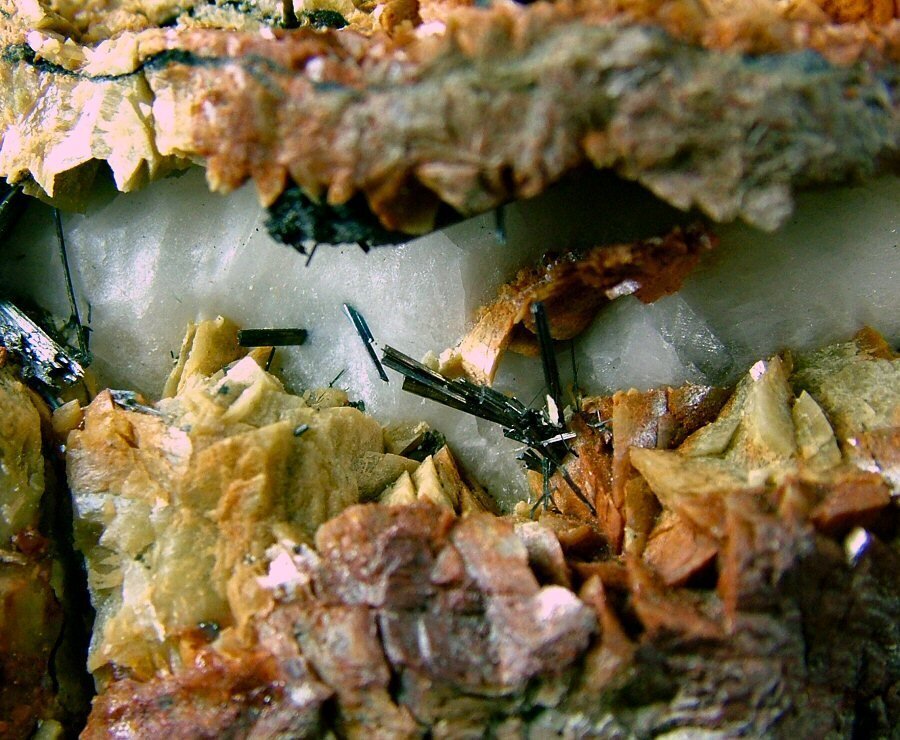 CW1877 Interesting Zinkenite with Siderite and Calcite Crystals on matrix - Height: 55 mm - Width: 53 mm- 115 g - (1) #2.1