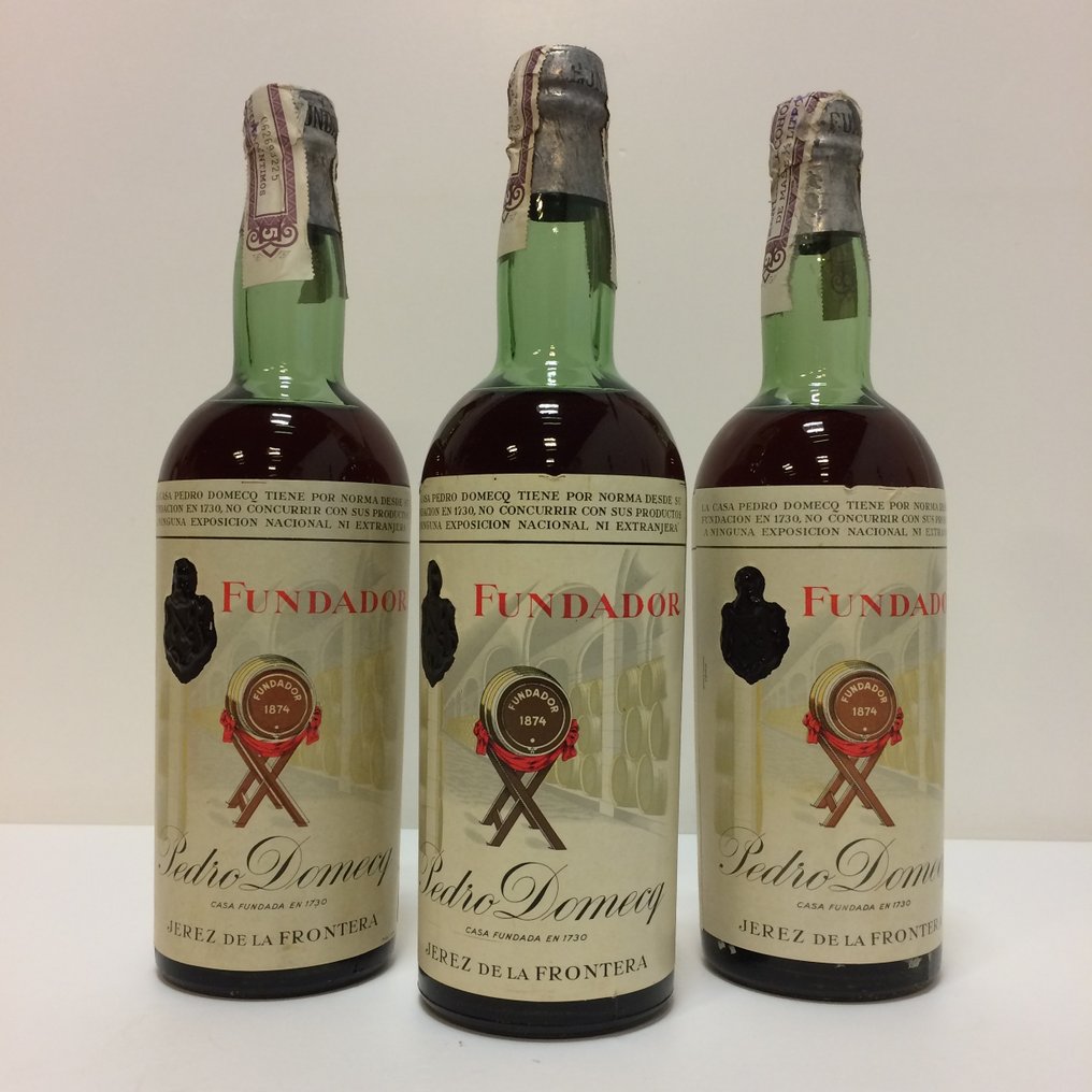 Pedro Domecq - Fundador Brandy Jerezano - b. Δεκαετία του 1950, Δεκαετία του 1960 - n/a (75cl) - 3 μπουκαλιών #1.0