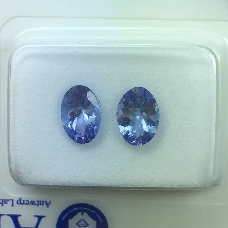 χωρίς τιμή ασφαλείας - 2 pcs  Βιολετί Τανζανίτης  - 1.06 ct - Antwerp Laboratory for Gemstone Testing (ALGT) - Φυσική τανζανίτης #4.3