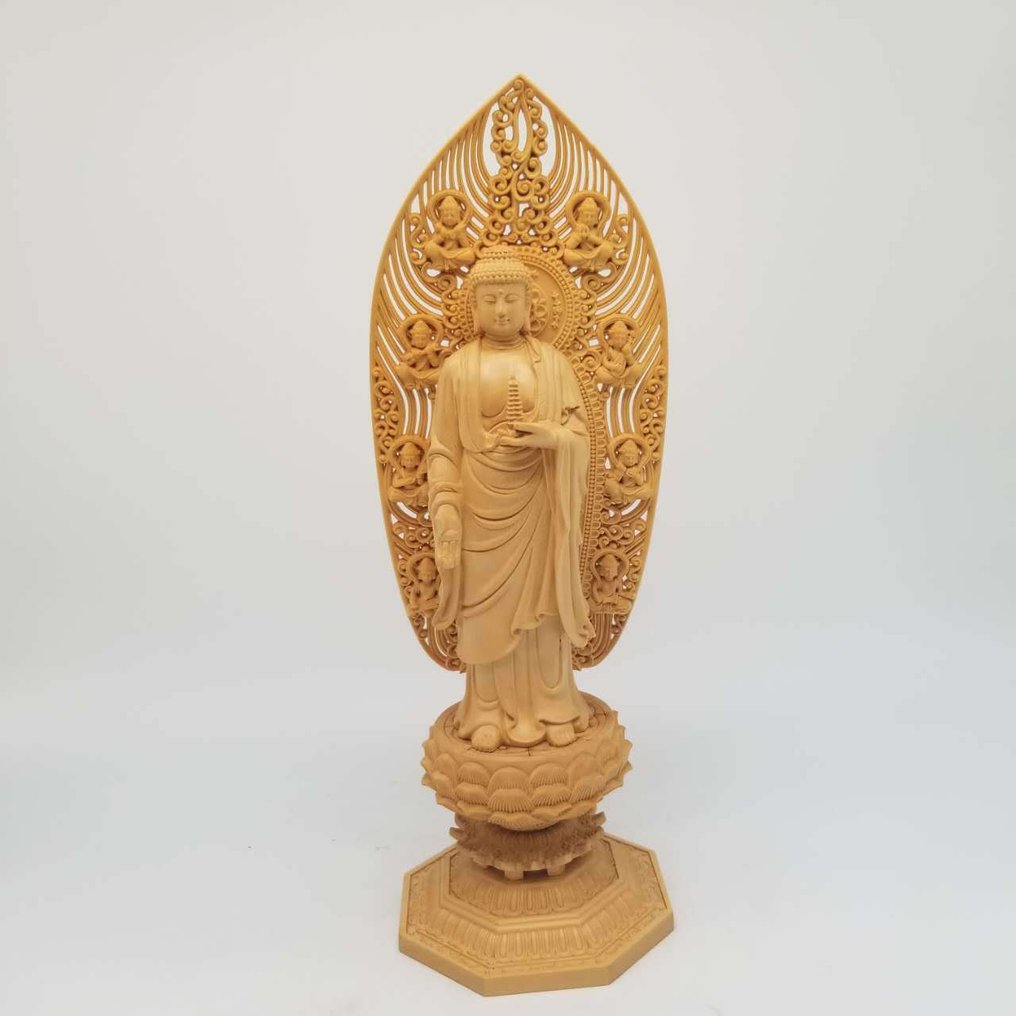 Επιτραπέζια βάση - Ξύλο - Ιαπωνία - Ξύλινη άγαλμα Βούδα #1.0