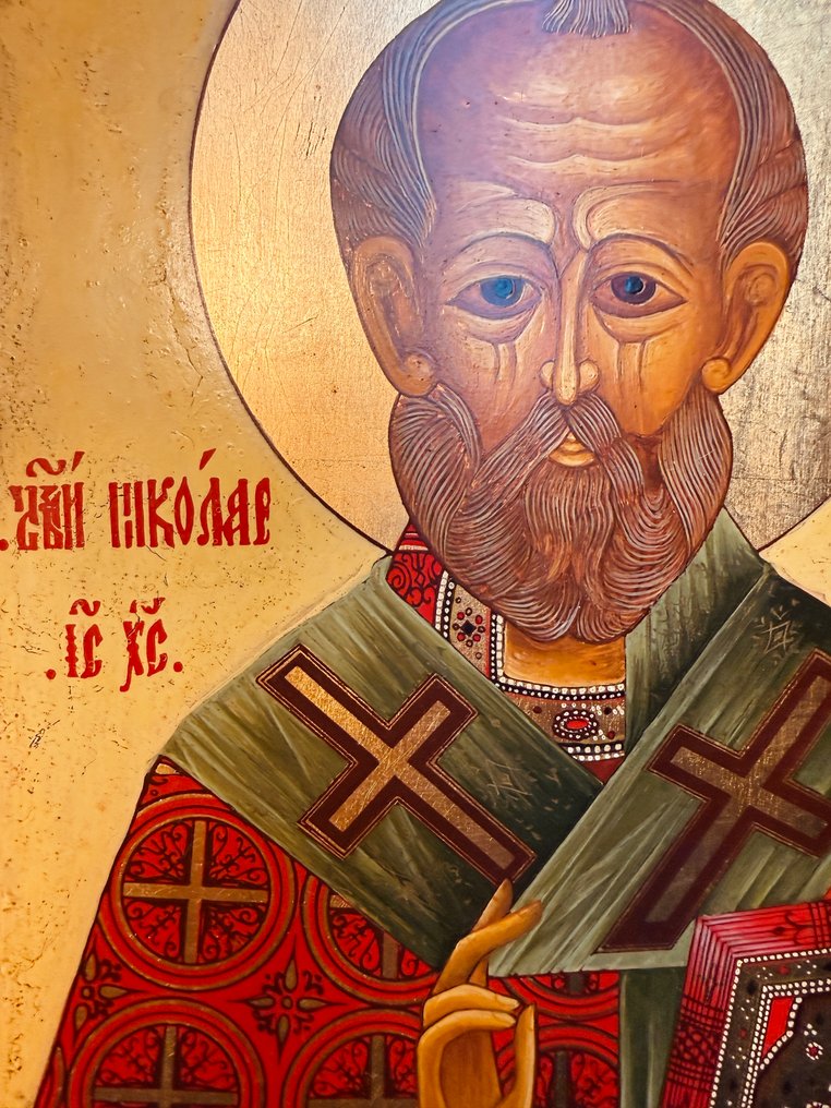 標誌 - 顯靈跡者聖尼古拉 - 木 - 手工绘制 - 24 x 31 厘米 #3.2