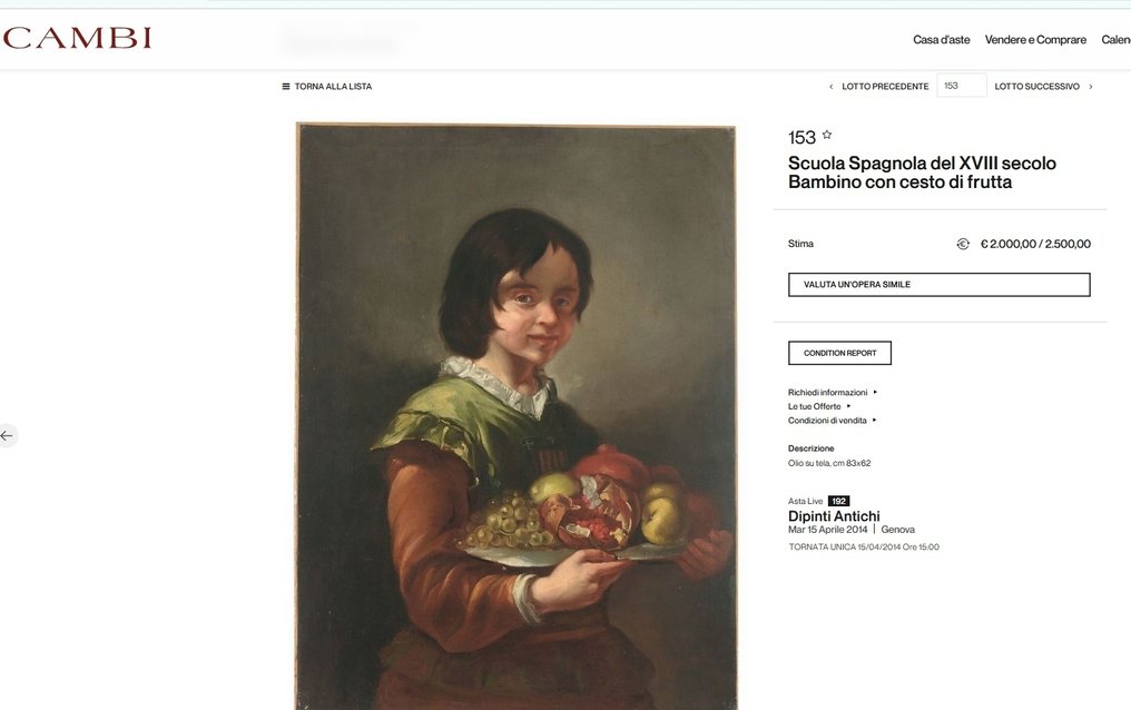 西班牙学校 (XVIII) - Fanciullo con vassoio di frutta #2.1