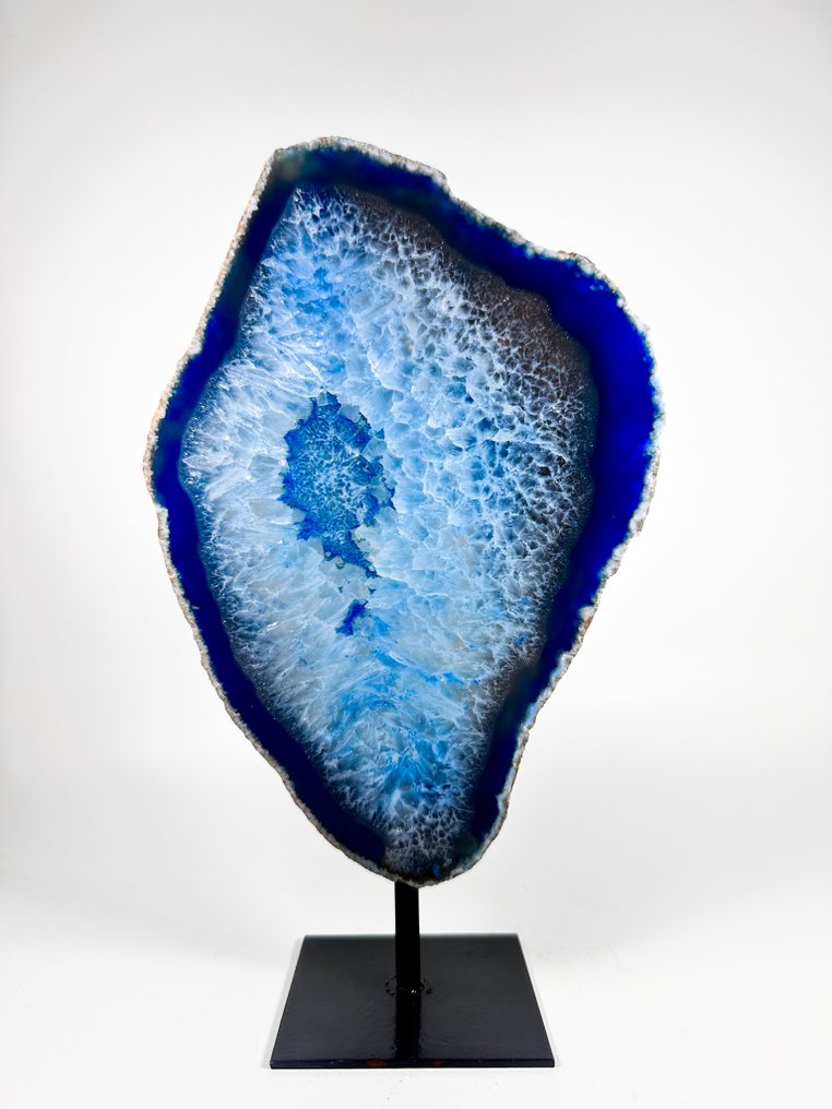 Agata con geode di cristallo di roccia su supporto Geode - Altezza: 230 mm - Larghezza: 130 mm- 1021 g #1.0