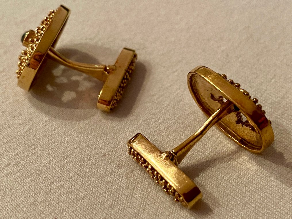 Zolotas - Boutons de manchette - 18 carats Or jaune Saphir - Boutons de manchette Zolotas des années 1970 #2.1