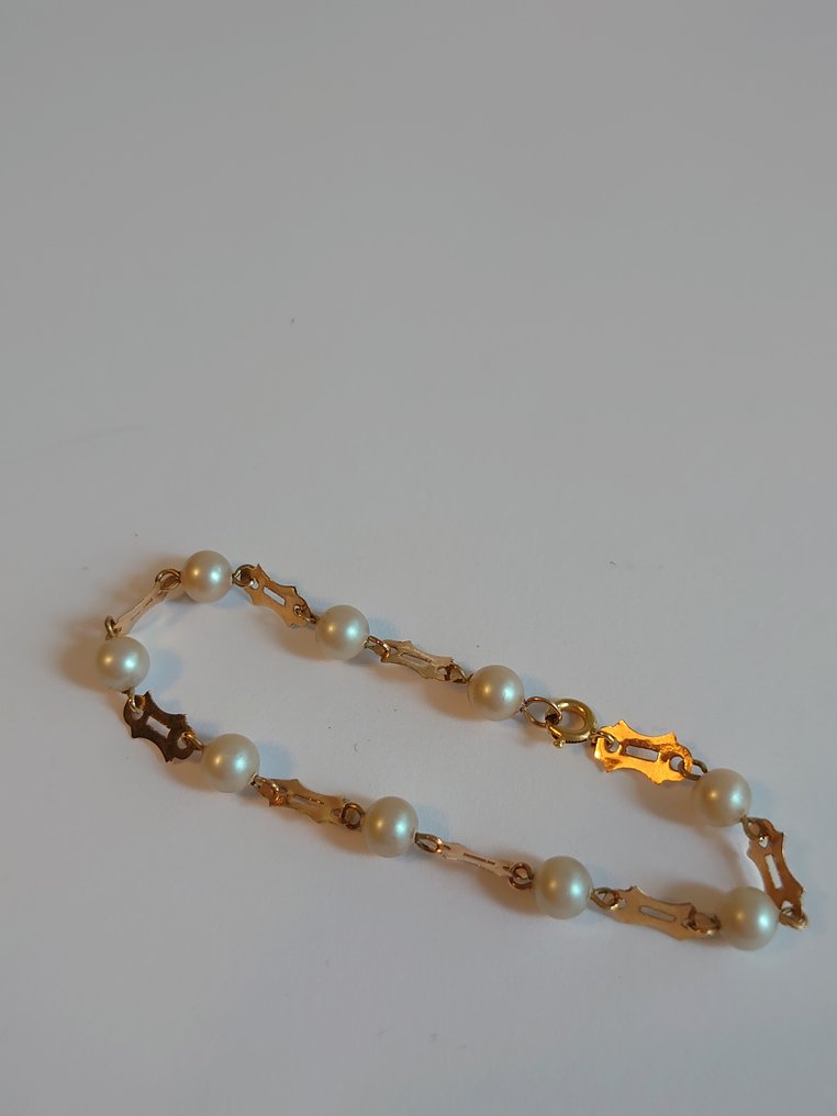 沒有保留價 - 手鈪 - 18 克拉 黃金 珍珠 #1.0