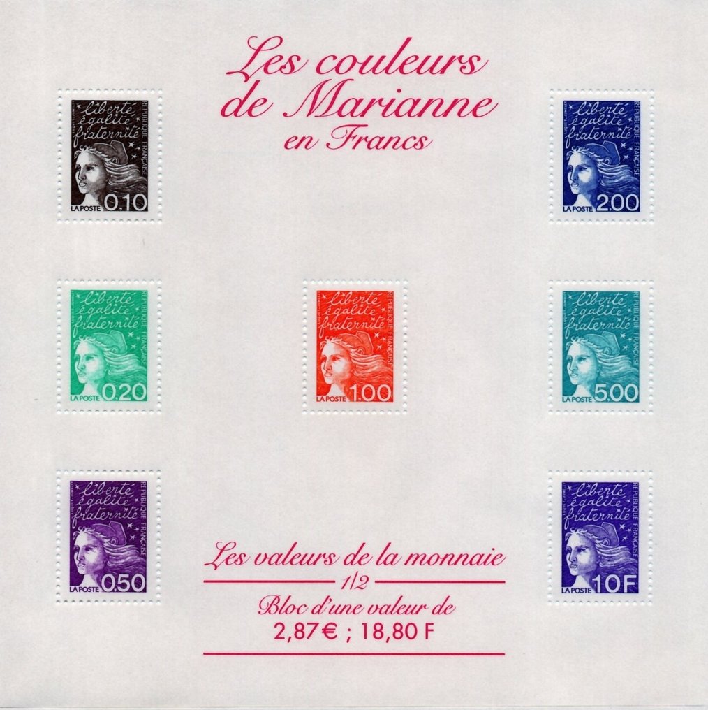 法国 2000/2005 - 信件的价值 / 货币的价值，阿尔及尔的玛丽安娜 & 种子者 - LES COULEURS DE MARIANNE #2.1