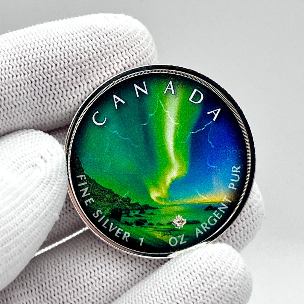 Canadá. 20 Dollars 2020 – Polar Lights – Whitehorse Town (Coin #6) – 1 oz Silver coin .9999 – Colorized #1.0