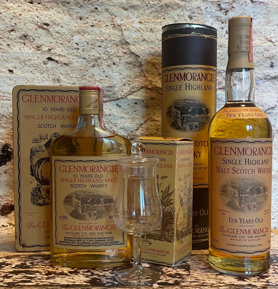 Glenmorangie with tasting glass  - b. 1980s, 1990s - 50cl, 70cl - 2 bottles #1.0