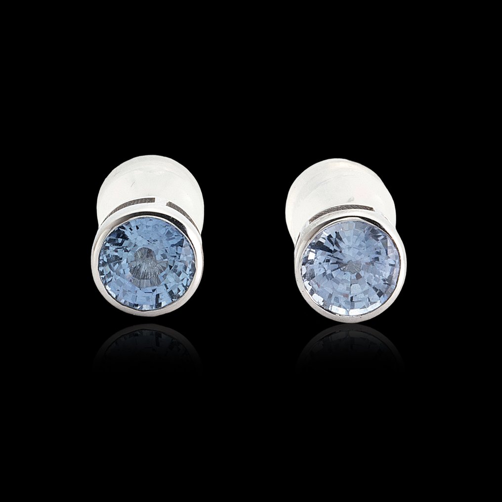 没有保留价 - 耳环 - 18K包金 白金 -  1.00ct. tw. 坦桑石 #2.1