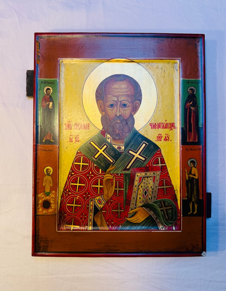 標誌 - 顯靈跡者聖尼古拉 - 木 - 手工绘制 - 24 x 31 厘米 #2.1