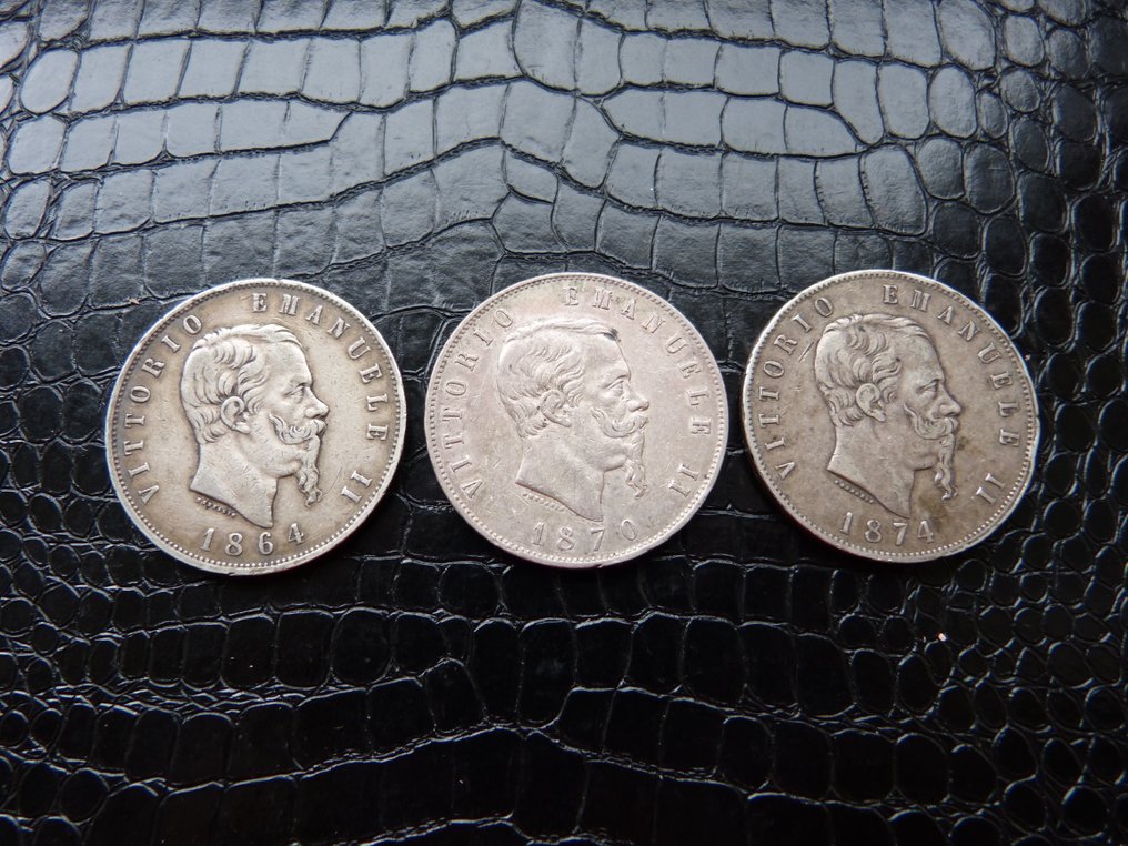 義大利. Vittorio Emanuele II. 5 Lire 1864/1870/1874 #1.0