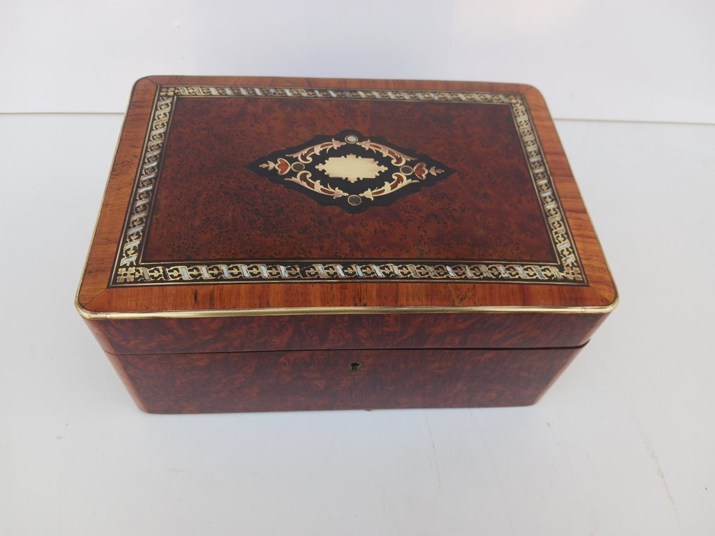 Grand coffret boite à bijoux en marqueterie Boulle Loupe d'orme thuya époque Napoléon III - Jewellery box - Gilt brass #2.1