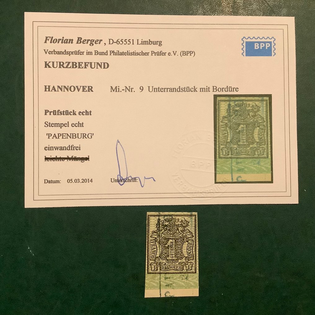 Hannover 1860 - 1. With subcutaneous border and unequivocal finding Berger. - Michel 9 #1.0