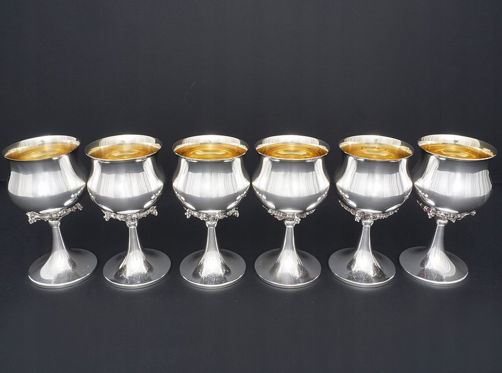 Bicchiere da vino (6) - Bicchieri d'argento italiani prestigiosi A.Cesa Silver – set da 6 – argento massiccio 800/1000, - .800 argento #1.0