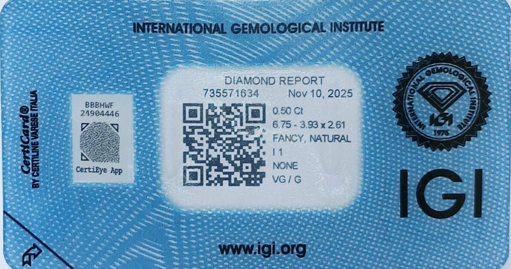 没有保留价 - 1 pcs 钻石  (天然色彩的)  - 0.50 ct - 梨形 - Fancy 紫色 棕色 - I1 内含一级 - 国际宝石研究院（IGI） #3.2