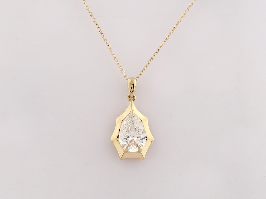 Sem preço de reserva - Colar com pingente - 14 K Ouro amarelo -  2.06ct. tw. Diamante (Cultivado em laboratório) #1.0