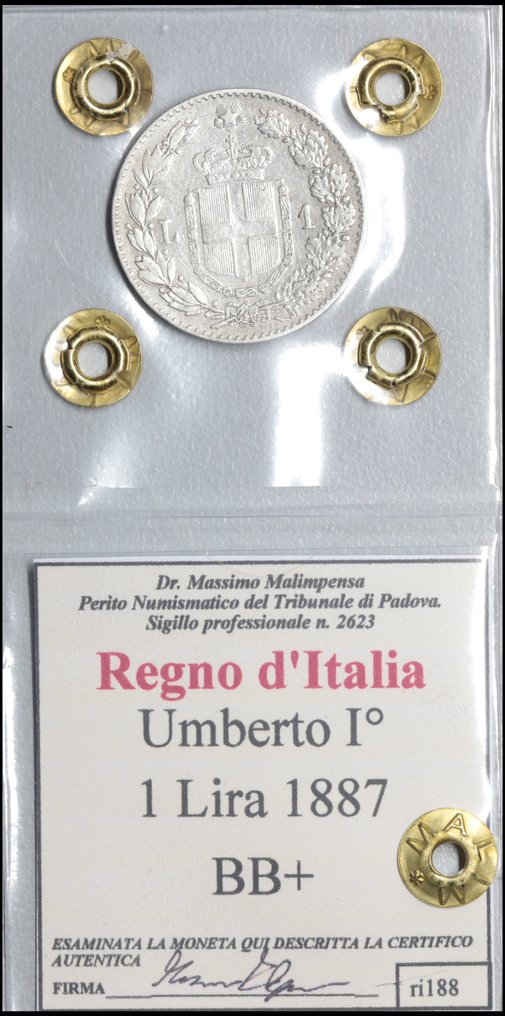 Olaszország, Királyság Vittorio Emanuele II, Umberto I, Vittorio Emanuele III. Lotto di 3 monete - 1 Lira 1863/1887/1907 (Nincs minimálár) #2.1