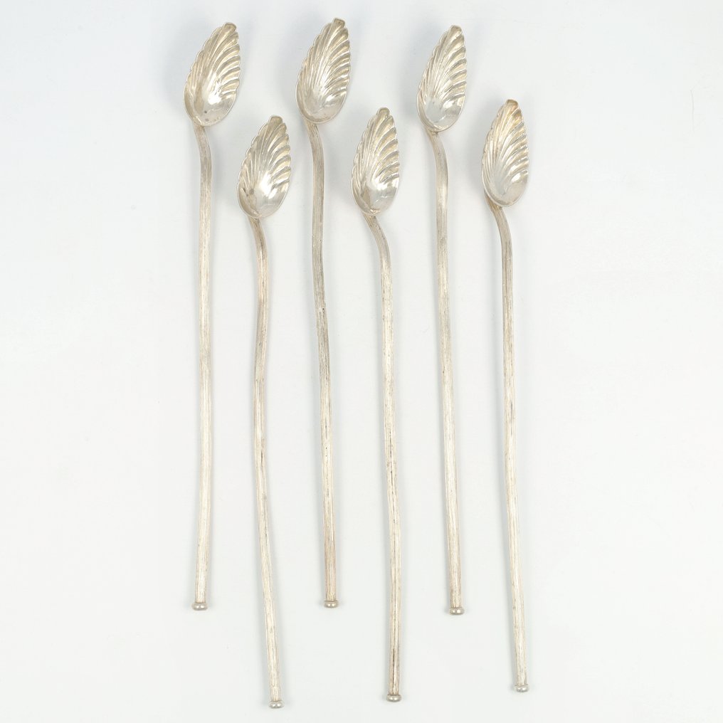Cocktaillepels met rietje - Cucchiaio (6) - .925 argento #1.0