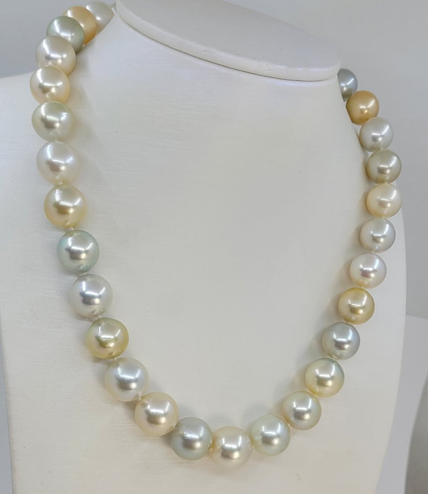 頸鏈 PSL 认证澳大利亚南海珍珠 - 12.0x14.3毫米, 銀 #1.0