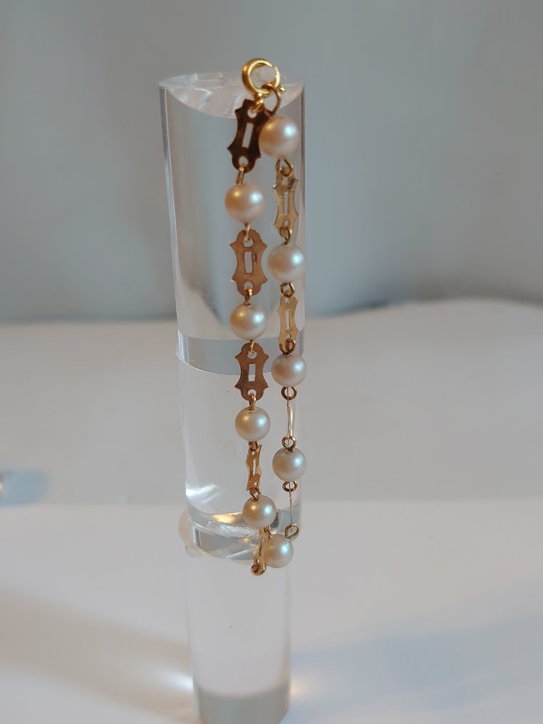 沒有保留價 - 手鈪 - 18 克拉 黃金 珍珠 #3.2