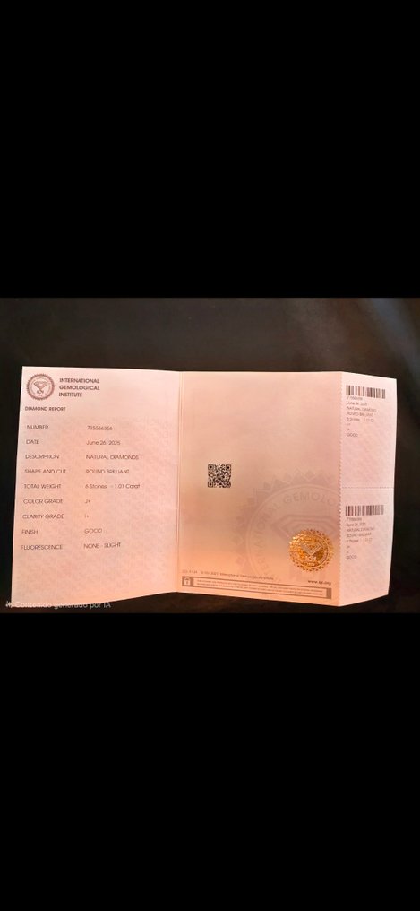 No reserve price - 6 pcs Diamond  (Natural)  - 1.01 ct - Round - J - I1 - International Gemological Institute (IGI) #4.3