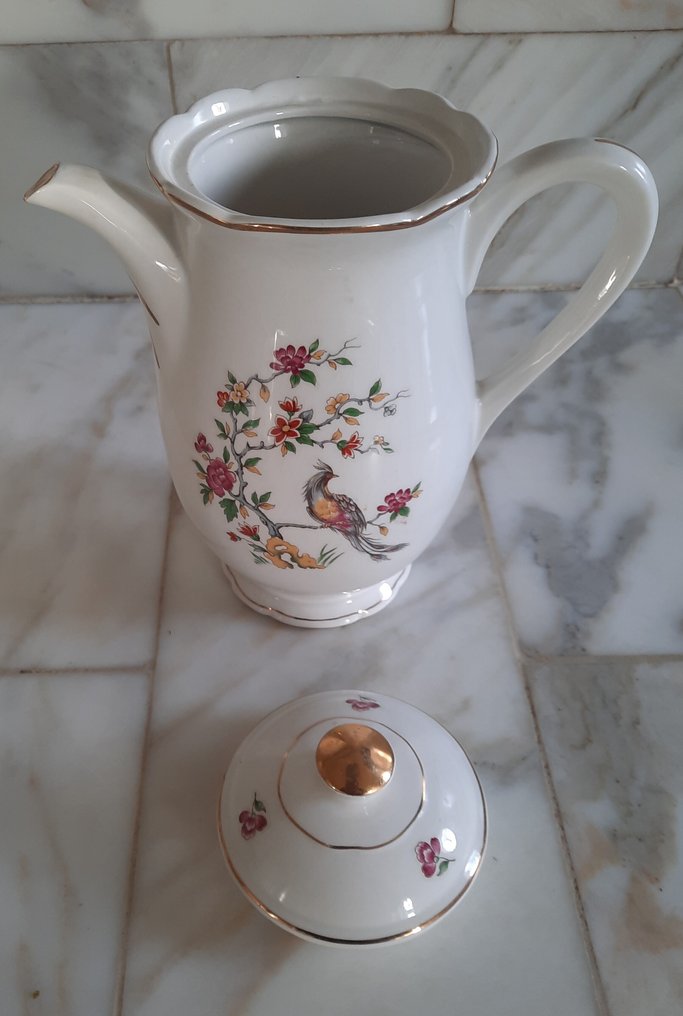 Digoin-Sarreguemines - Coffee service (12) - Porcelain - Bird of Paradise #2.1