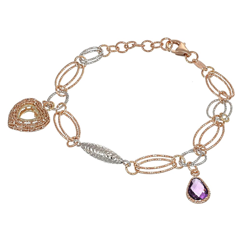 手鈪 - 18 克拉 黃金, 白金 - 0.90ct. tw. 紫水晶 #1.0