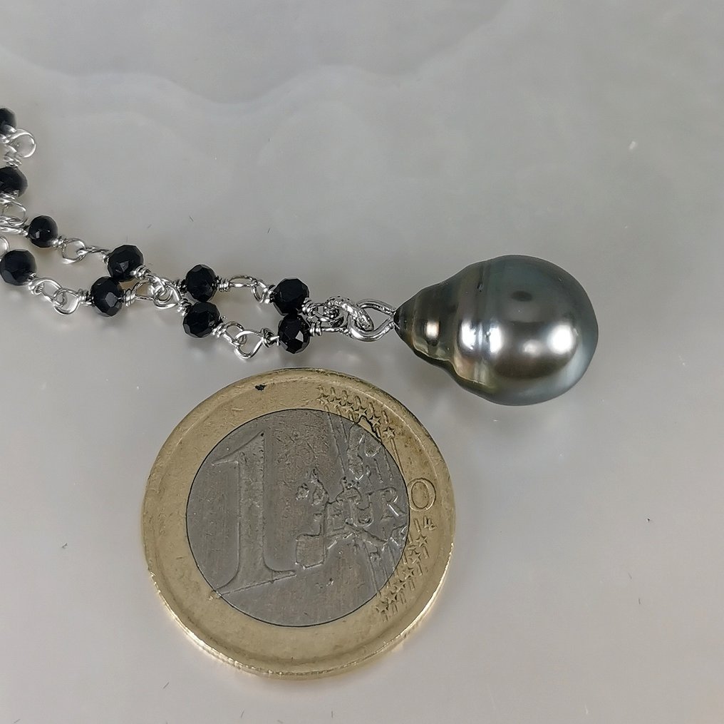 Colier Argint Perlă - Spinel - Tahiti DR Ø 11,4x15,2 mm #1.0