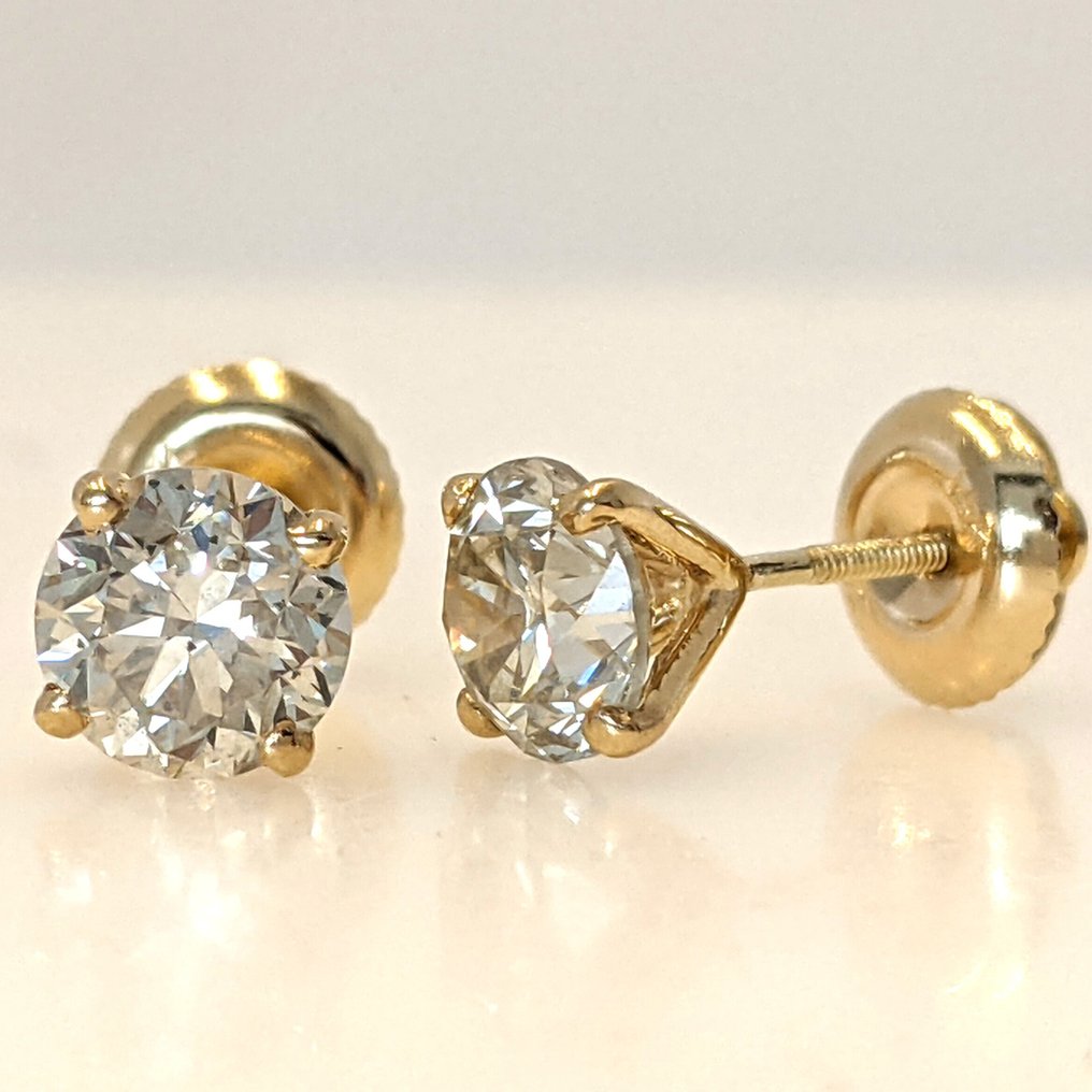 没有保留价 - 耳环 - 14K包金 黄金 -  1.80ct. tw. 钻石 (天然) - GWLab #1.0