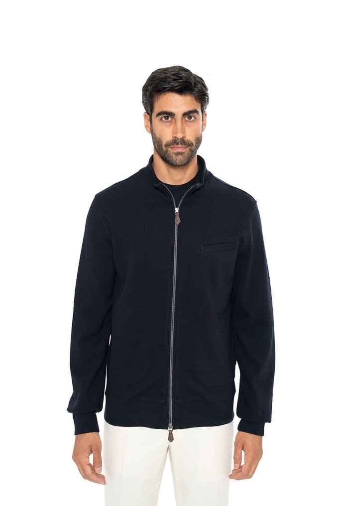 ISAIA NAPOLI RRP 1600€ Blue Navy Full Zip Track Jacket Cardigan Wool Cotton - Size M - Jacket - New with tags #1.0