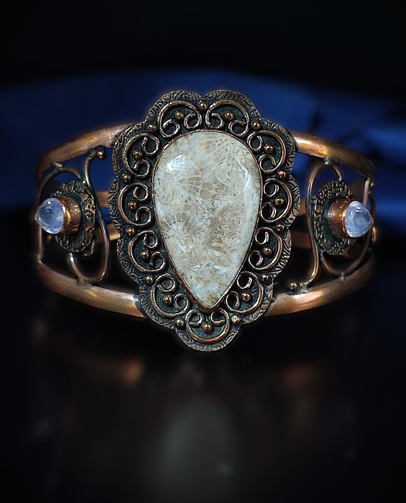 无底价 – 美丽的树状蛋白石925银手链 - 手镯 #3.2