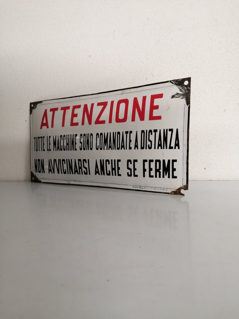 Enamel sign - Danger - Italy - 1940s - Enamel, Iron #3.2
