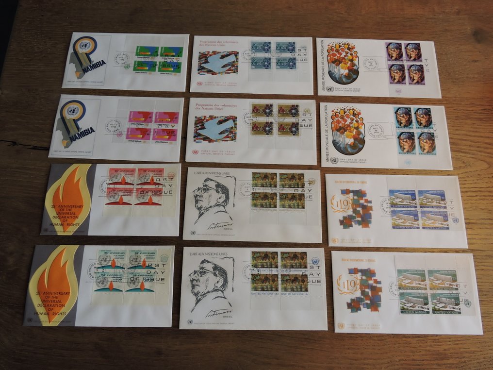 United Nations - New York 1965/2002 - FDC's United Nations in groups of four. #4.3