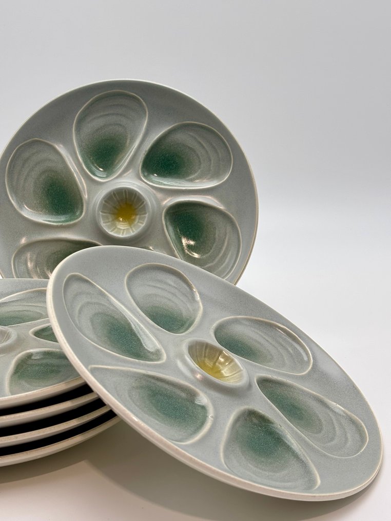 Faïencerie de Salins-les-Bains - Oyster set (6) - Earthenware, Enamel #2.1