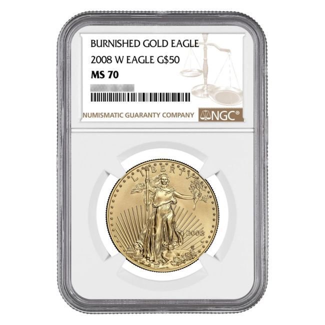 Ηνωμένες Πολιτείες. 2008 1 oz $50 USD American Burnished Gold Eagle NGC MS 70 #1.0