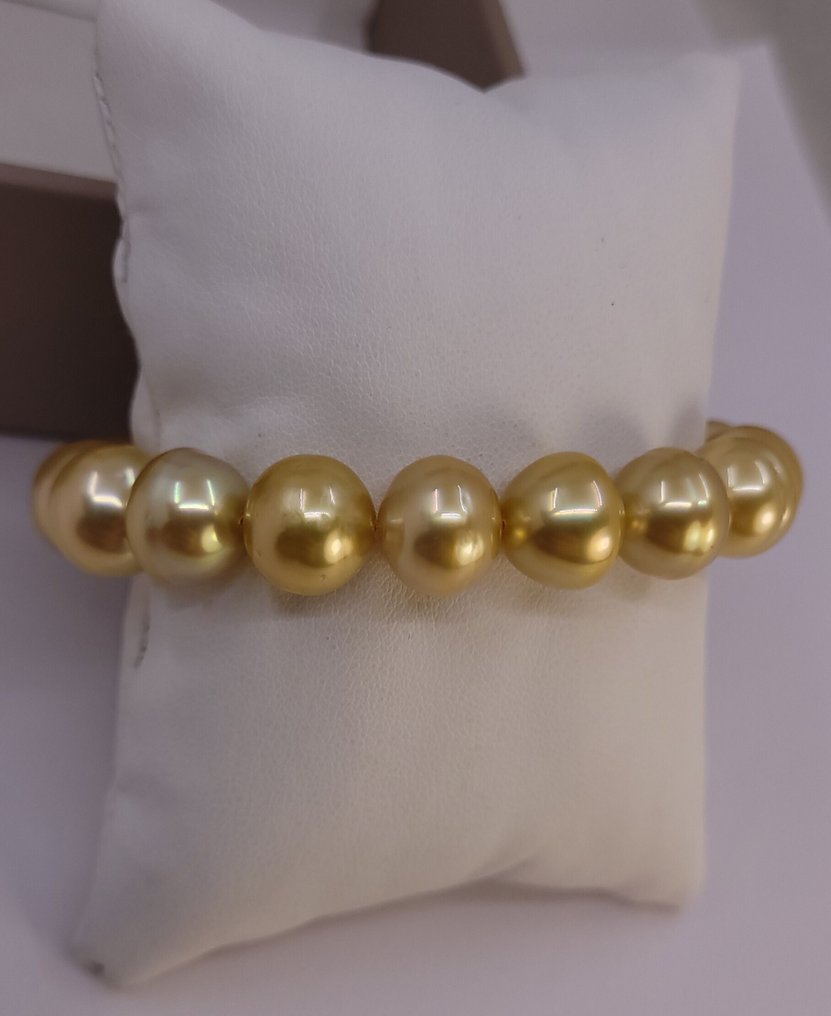 Βραχιόλι Μεγάλο μέγεθος - Βαθιά χρυσά μαργαριτάρια της Νότιας Θάλασσας - 12x13mm #1.0
